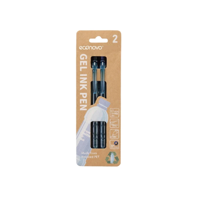 Gelschrijver Econovo 0.7mm blauw en zwart blister à 2 stuks