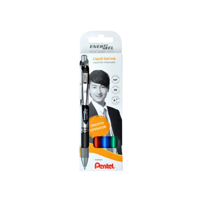 Gelschrijver Pentel BL77 Energel medium assorti 4 stuks