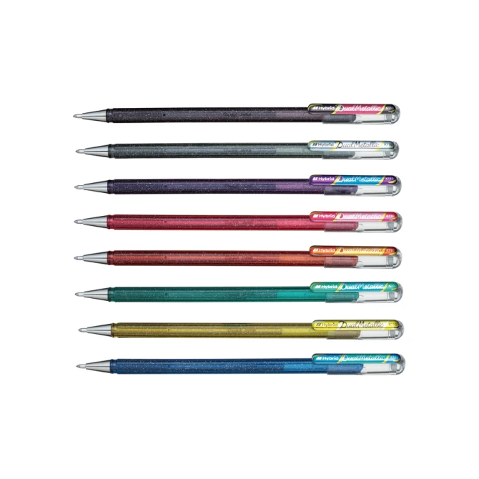 Gelschrijver Pentel K110 Dual medium metallic assorti blister à 8st