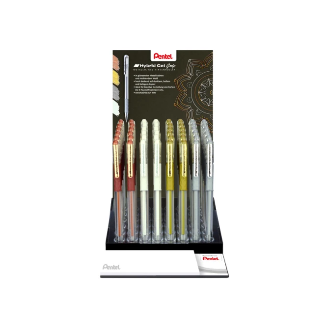 Gelschrijver Pentel K118 Grip medium assorti 4 kleuren