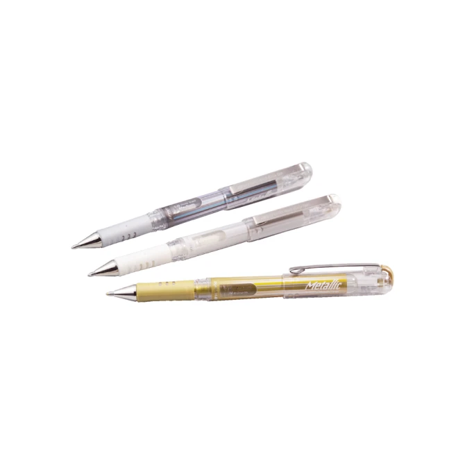 Gelschrijver Pentel K230M medium metallic wit