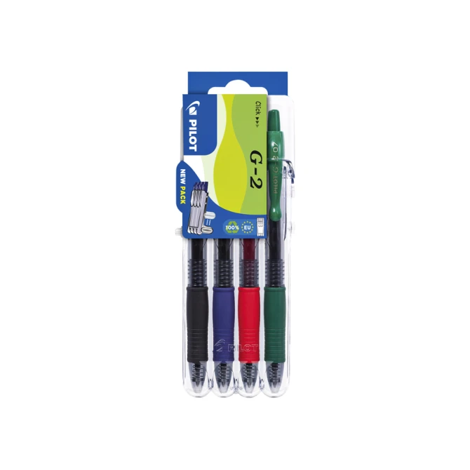Gelschrijver Pilot clicker medium basis assorti Set2Go à 4 stuks