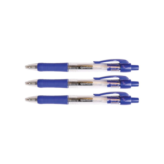 Gelschrijver Quantore grip drukknop 0.7mm blauw