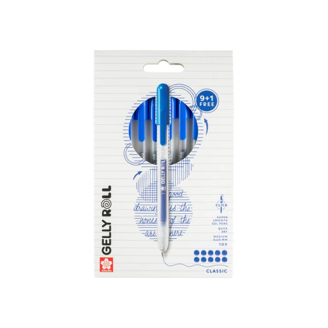 Gelschrijver Sakura Gelly Roll Classic 08 klikfunctie set à 10 stuks blauw