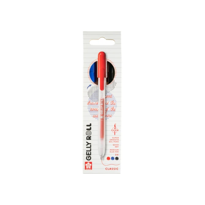 Gelschrijver Sakura Gelly Roll Classic 08 klikfunctie set à 3 kleuren