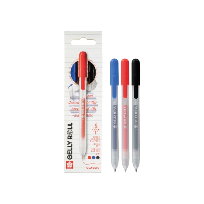Gelschrijver Sakura Gelly Roll Classic 08 klikfunctie set à 3 kleuren