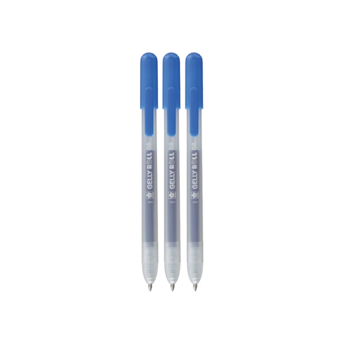 Gelschrijver Sakura Gelly Roll Classic 08 klikfunctie set à 3 stuks blauw
