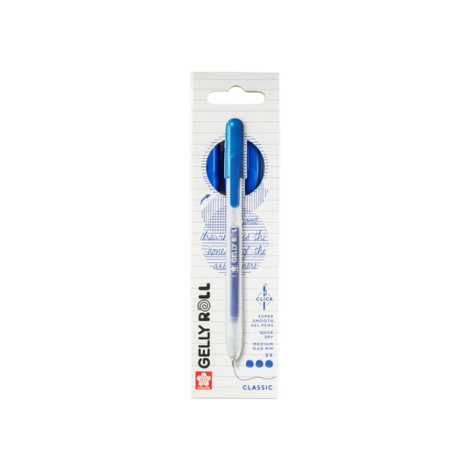 Gelschrijver Sakura Gelly Roll Classic 08 klikfunctie set à 3 stuks blauw