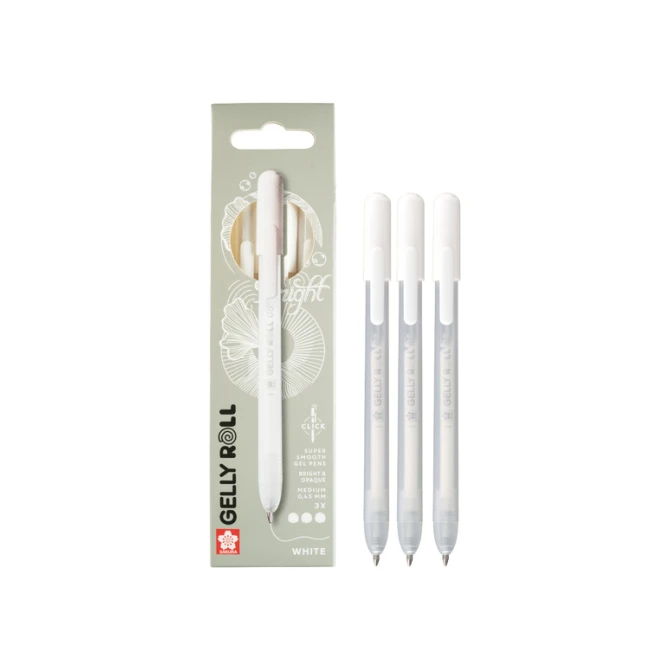Gelschrijver Sakura Gelly Roll Classic 08 klikfunctie set à 3 stuks wit