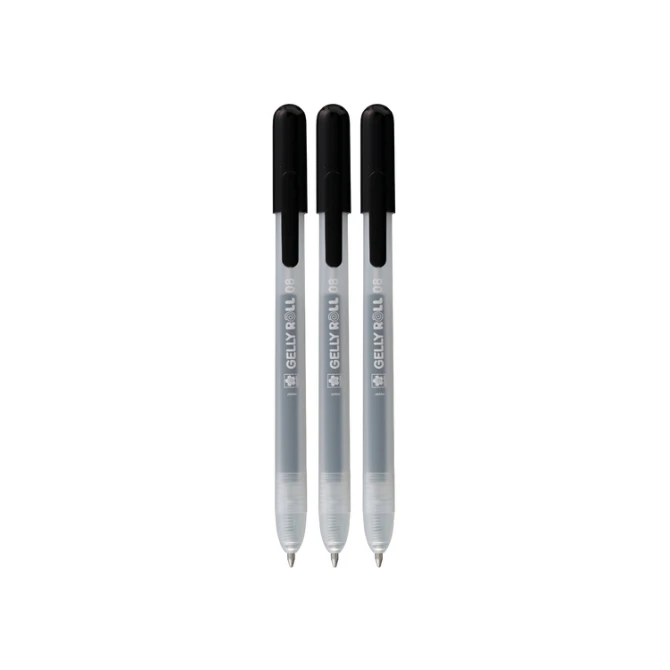 Gelschrijver Sakura Gelly Roll Classic 08 klikfunctie set à 3 stuks zwart