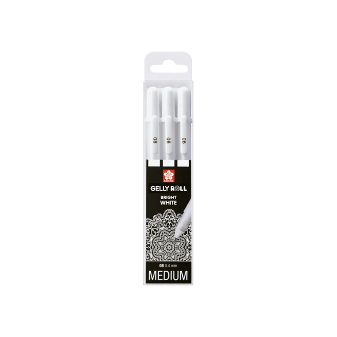 Gelschrijver Sakura Gelly Roll Classic 08 set à 3 stuks wit