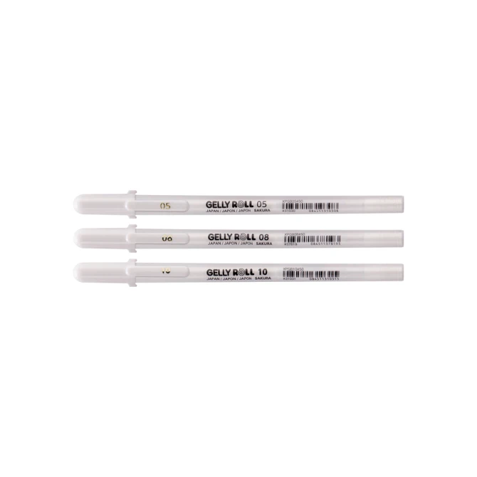 Gelschrijver Sakura Gelly Roll Classic set à 3 breedtes wit