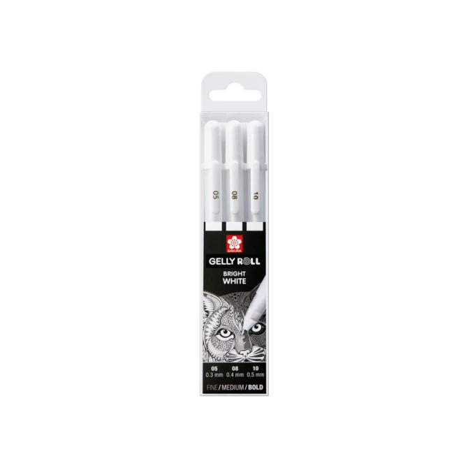 Gelschrijver Sakura Gelly Roll Classic set à 3 breedtes wit