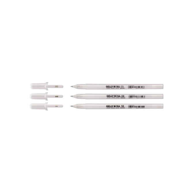 Gelschrijver Sakura Gelly Roll Classic set à 3 breedtes wit