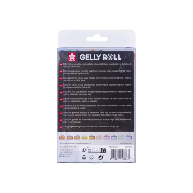 Gelschrijver Sakura Gelly Roll Gold Silver Shadow set à 10 kleuren