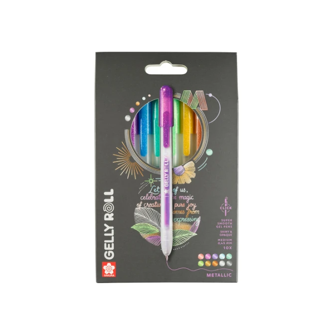 Gelschrijver Sakura Gelly Roll Metallic 08 klikfunctie set à 10 kleuren