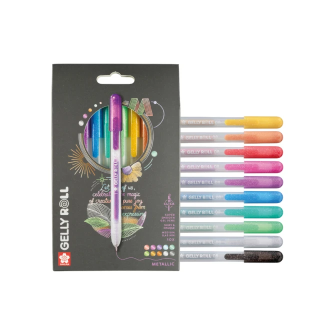 Gelschrijver Sakura Gelly Roll Metallic 08 klikfunctie set à 10 kleuren