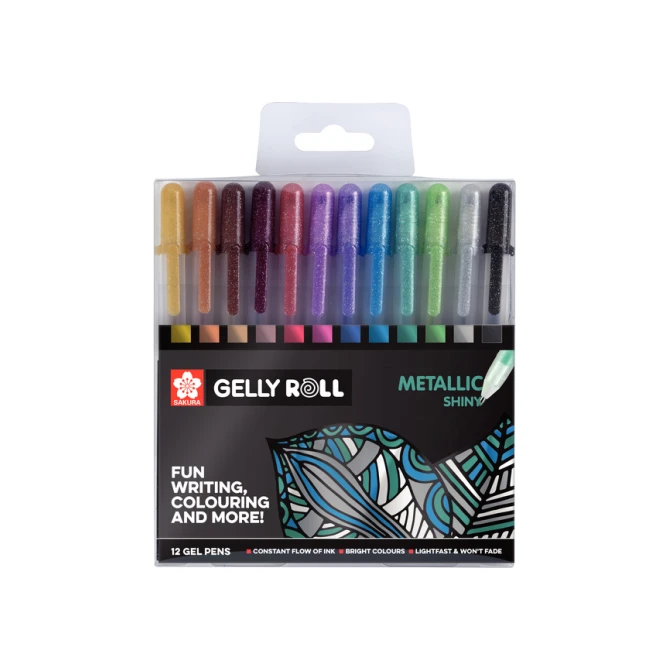 Gelschrijver Sakura Gelly Roll Metallic set à 12 kleuren