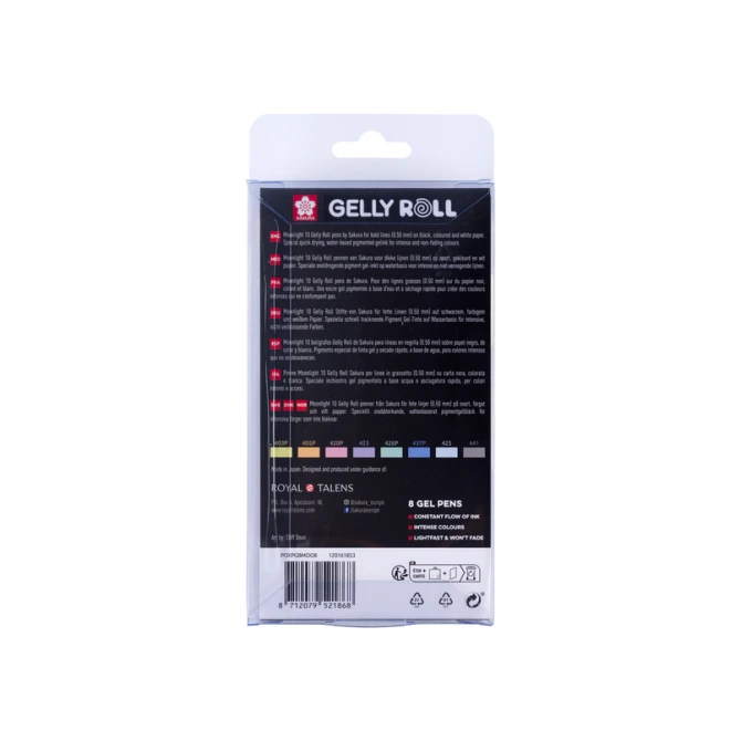 Gelschrijver Sakura Gelly Roll Moonlight 10 pastel set à 8 kleuren