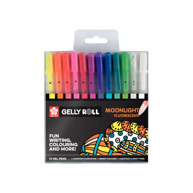 Gelschrijver Sakura Gelly Roll Moonlight fluorescent set à 12 kleuren