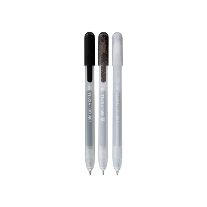 Gelschrijver Sakura Gelly Roll Special 08 klikfunctie set à 3 kleuren zilver