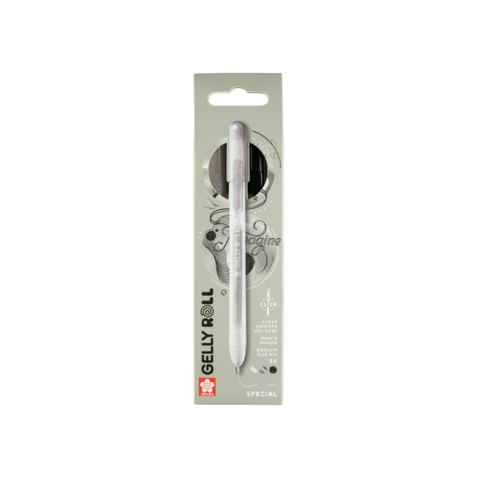 Gelschrijver Sakura Gelly Roll Special 08 klikfunctie set à 3 kleuren zilver