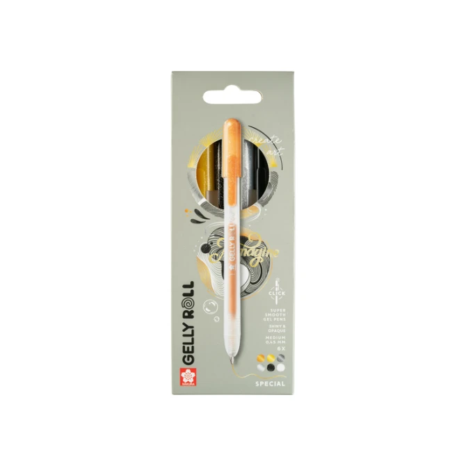 Gelschrijver Sakura Gelly Roll Special 08 klikfunctie set à 6 kleuren