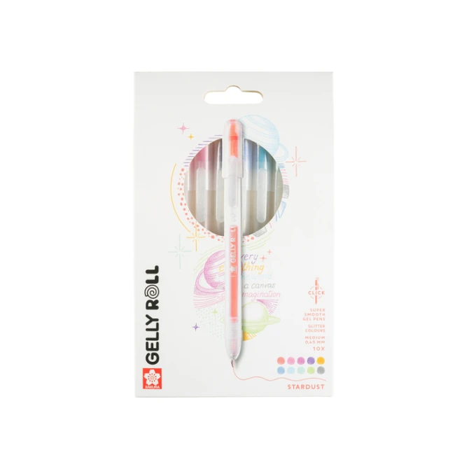 Gelschrijver Sakura Gelly Roll Stardust 08 klikfunctie set à 10 kleuren