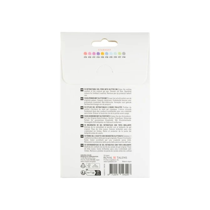 Gelschrijver Sakura Gelly Roll Stardust 08 klikfunctie set à 10 kleuren