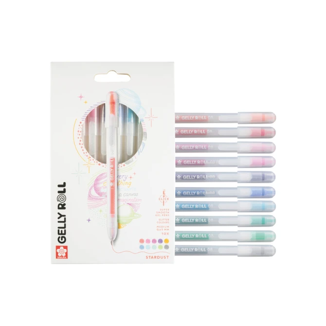 Gelschrijver Sakura Gelly Roll Stardust 08 klikfunctie set à 10 kleuren