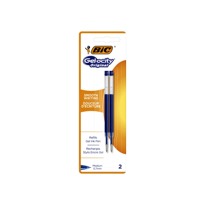 Gelschrijvervulling Bic voor diverse gelpennen M blauw blister à 2st