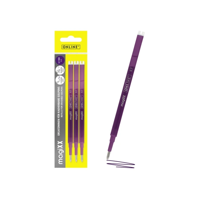 Gelschrijvervulling Online Magixx medium violet blister à 3 stuks