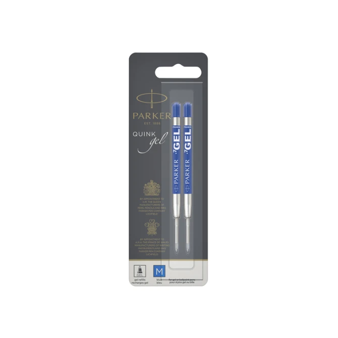 Gelschrijvervulling Parker Quink medium blauw blister à 2 stuks