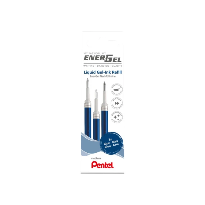 Gelschrijvervulling Pentel LR7 Energel medium blauw set à 3 stuks