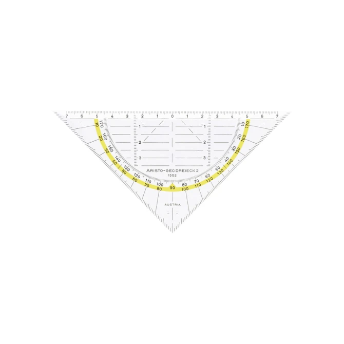 Geodriehoek Aristo 1552 160mm transparant met gele rand