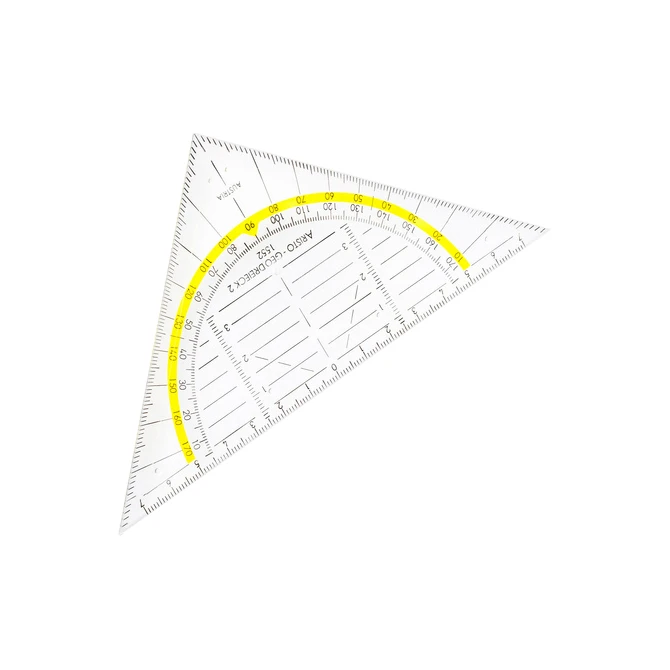 Geodriehoek Aristo 1552 160mm transparant met gele rand
