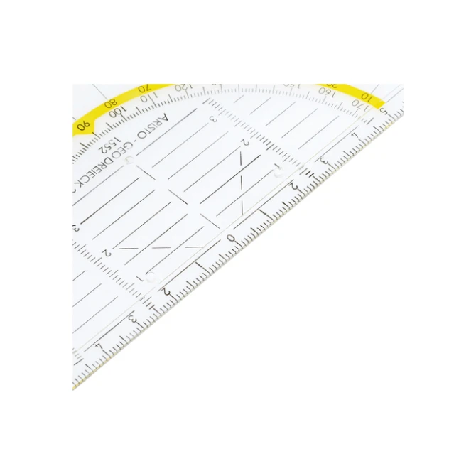 Geodriehoek Aristo 1552 160mm transparant met gele rand