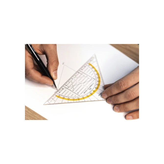 Geodriehoek Aristo 1552 160mm transparant met gele rand