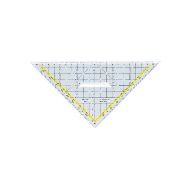 Geodriehoek Aristo 1650/2 225mm met greep transparant
