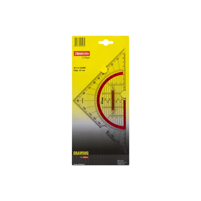 Geodriehoek Aristo GEOCollege 220mm met greep transparant