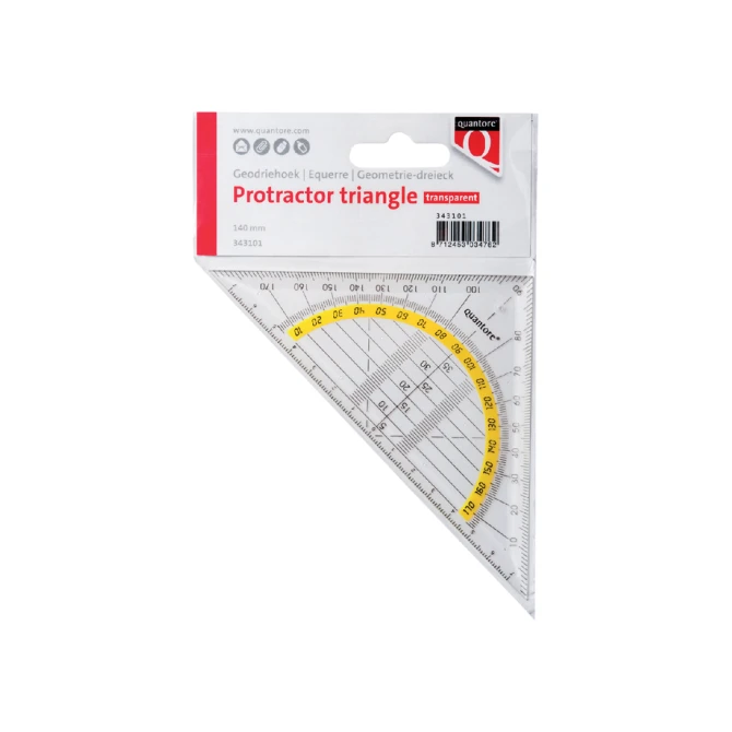 Geodriehoek Quantore 140mm transparant