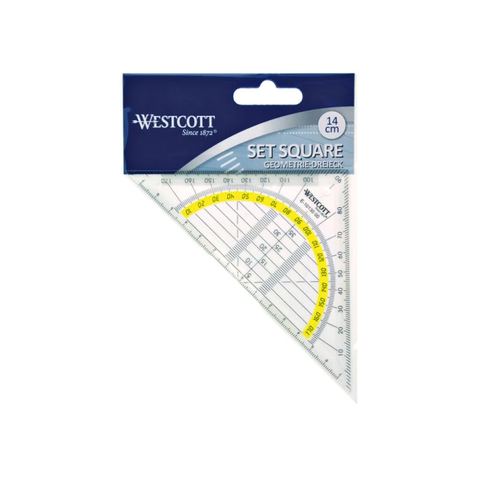 Geodriehoek Westcott 14cm transparant
