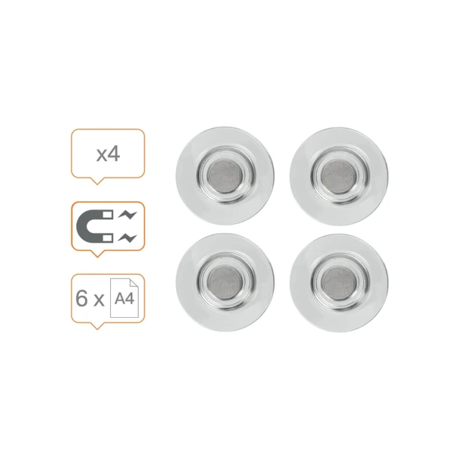 Glasbordmagneet Nobo extra sterk 32mm transparant 4 stuks