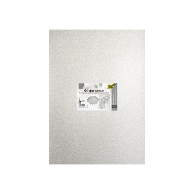 Glitterkarton Folia 50x70cm 300gr 5 vel zilver