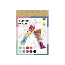 Glitterpapier Folia 1-zijdig 24x34cm 170gr 10 vel assorti