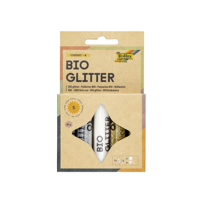 Glitterpoeder Bio Folia Stardust 7gr 5 stuks 3 kleuren