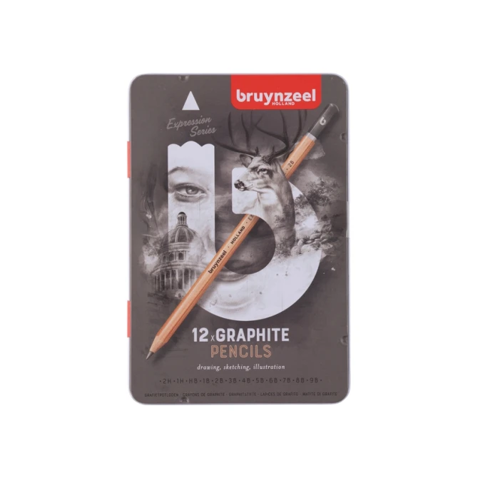 Grafietpotlood Bruynzeel Expression set à 12 hardheden grijs