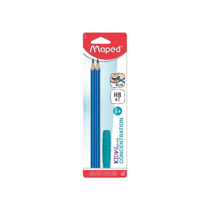 Grafietpotlood Maped Kidy Learn Concentration met kauwtopper set à 2 stuks blauw
