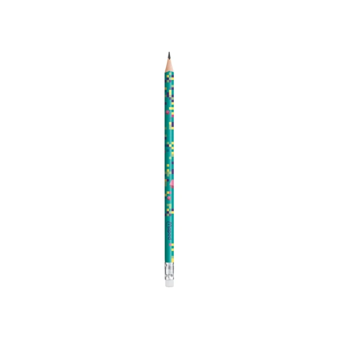 Grafietpotlood Maped Pixel Party met gum set à 12 stuks assorti
