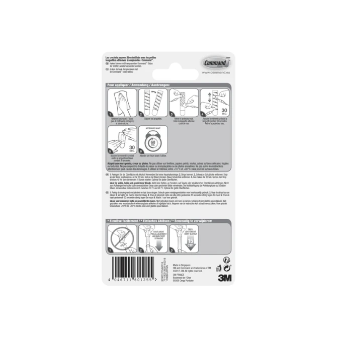 Haak Command mini inclusief bevestigingsstrip transparant 6 stuks